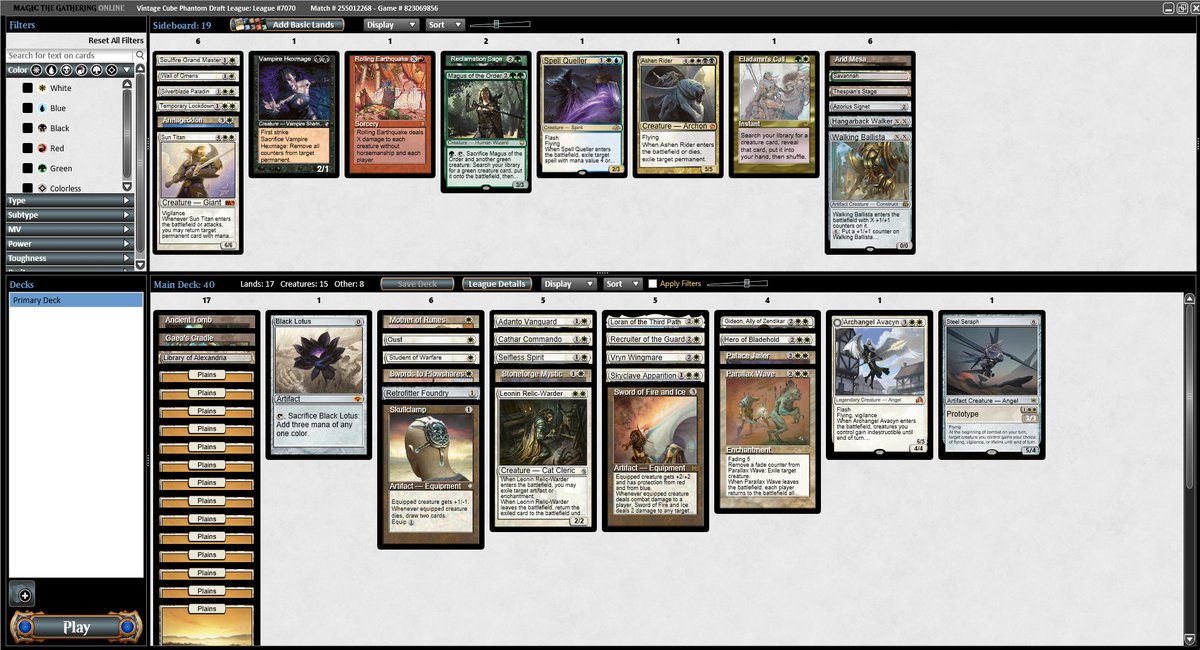 I've been having a blast this cube season and have trophied with some sweet decks. Also got the closest I'm ever going to get to a 2k limited rating, MTGO elo is brutal.