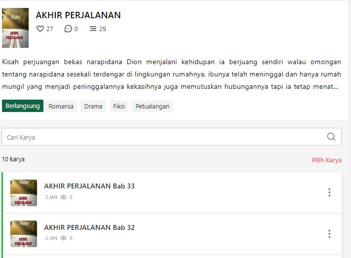 medifide's tweet image. Selamat tahun baru 2023 di awal tahun lanjut lagi cerita drama laga Akhir Perjalanan Bab 32-Bab 33 yuuk mampir baca di karyakarsa.com/fide 
@karyakarsa_id #pengarang #penulisamatir #sukabaca #karyakarsa #cerbung #ceritaonline #karyaasli #dramalaga #cintabuku #kisahonline