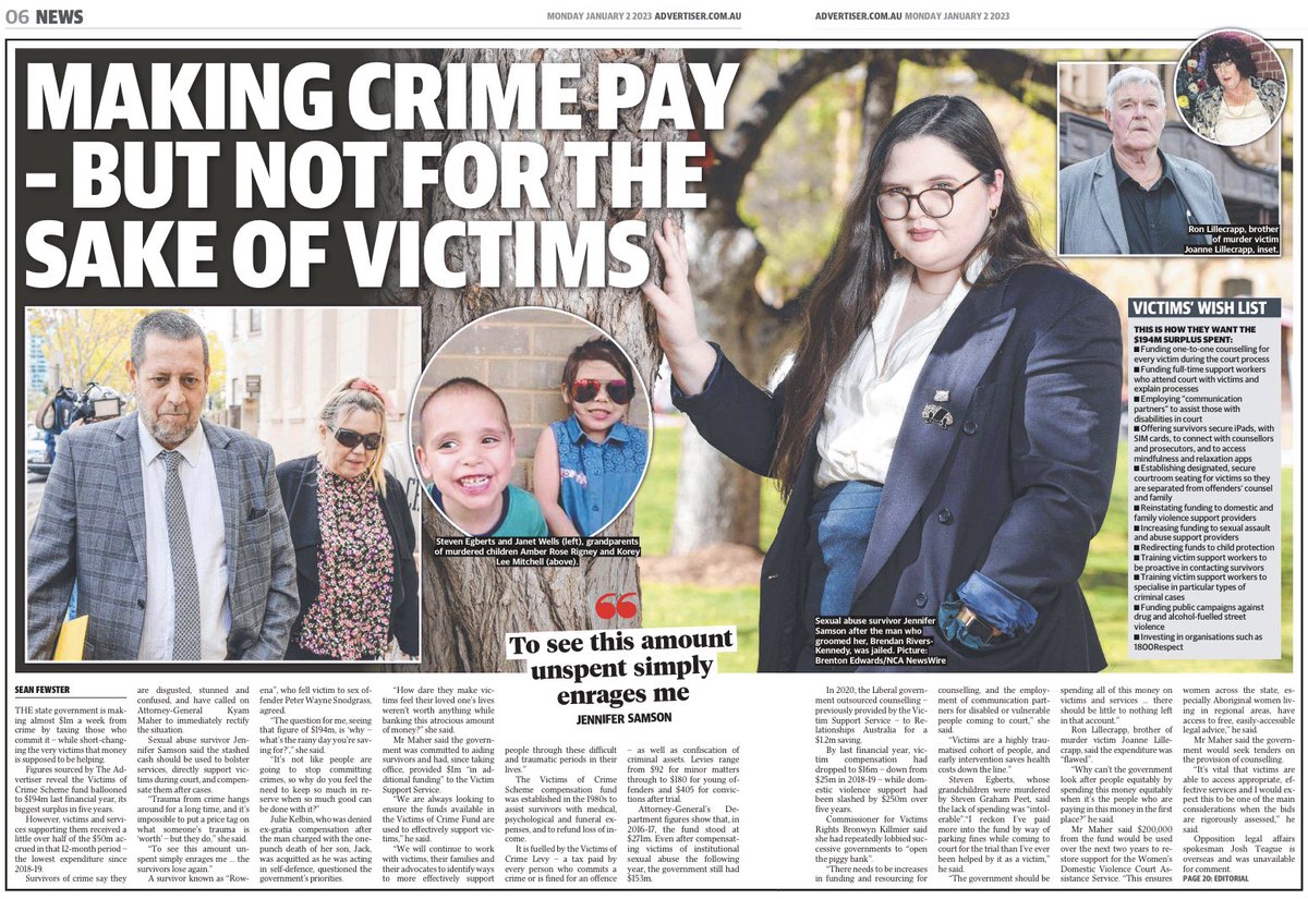 LincolnSize's tweet photo. Insightful article by @SeanFewster in today’s Advertiser about the decline in funding for victims of crime and abuse; an area that needs to be addressed to enable meaningful support and redress.
#victimsupportservices #redress #victimsofcrime https://t.co/rjtyhQ9lzn