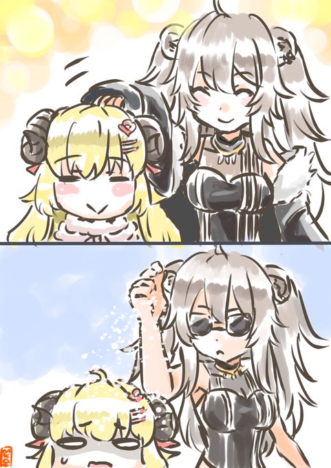 ししわたはどっちもてぇてぇな #つのまきあーと  #ししらーと #ししわた 