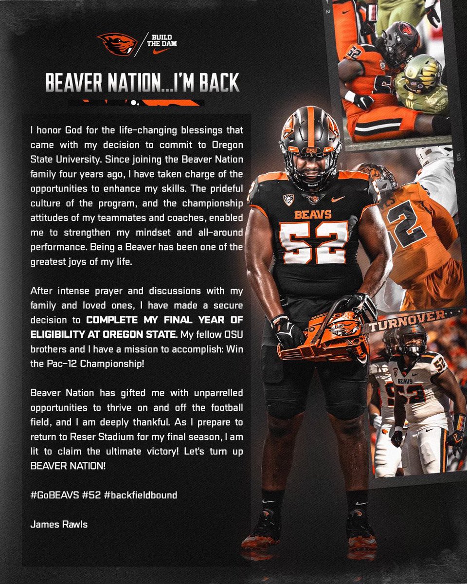 “ I’M  B A C K ”  <a href="/BeaverFootball/">Oregon State Football</a>                                              #2023PAC12CHAMPIONS #GOBEAVS #BEAVERNATION