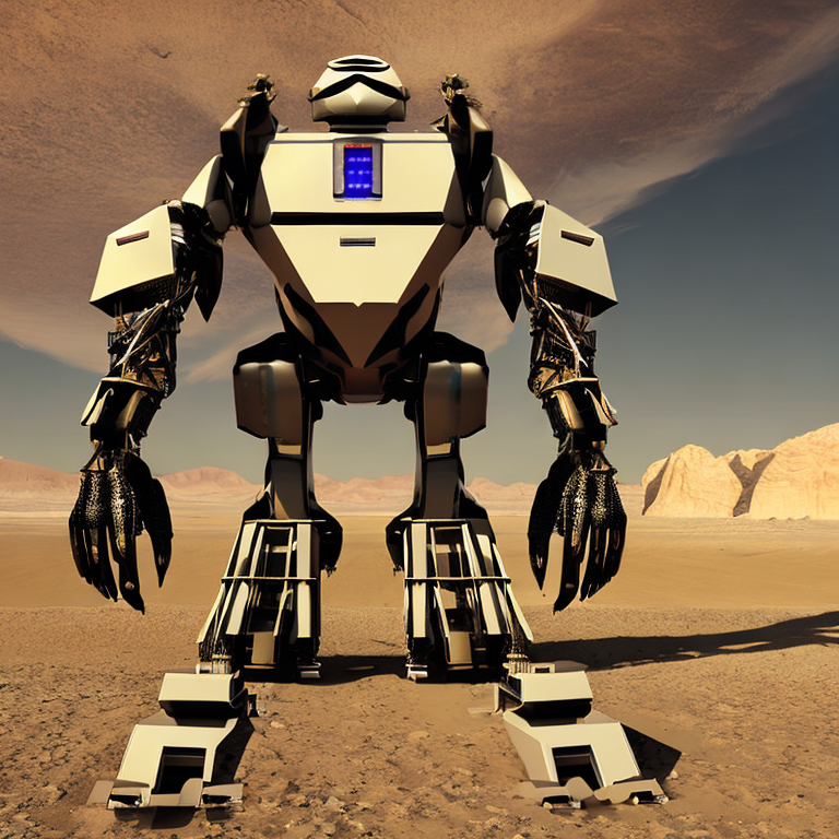 CREAIT_OFFICIAL's tweet photo. A realistic CG rendering of a giant robot in a desert landscape, highly detailed and rendered with 3D software. The robot #CG_rendering #giant_robot #desert_landscape #3D_software #aiart #aigeneratedart https://t.co/GL9a3GXtlR