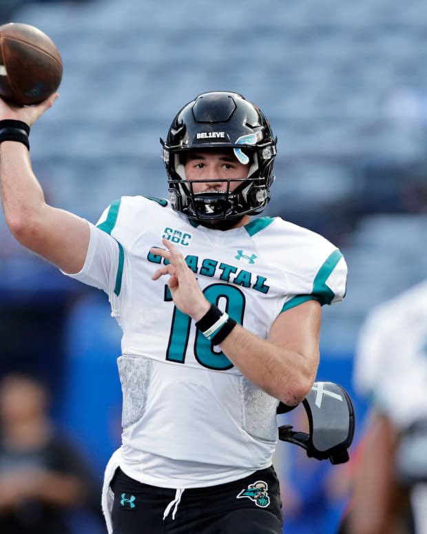 BDunnsports's tweet photo. Big News Teal Nation!!!

Coastal Carolina quarterback Grayson McCall has withdrawn from the transfer portal. 
@wpdeabc15 https://t.co/aOA4njVTd9