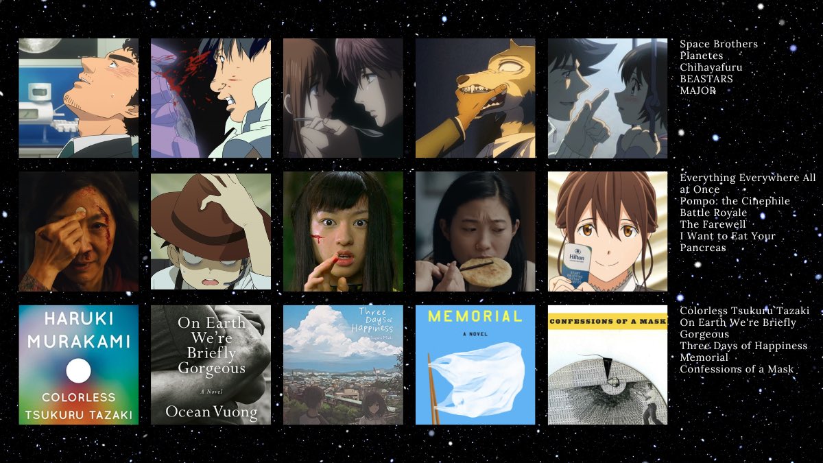 MMO___RPG's tweet image. 2023 media thread
-- current top 5 anime, movies, and books.