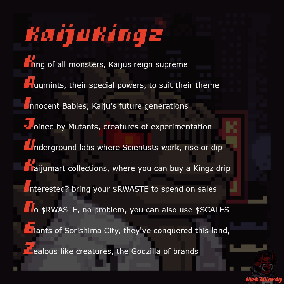 Web3Wordy's tweet photo. @augminted's @KaijuKingz continue to mutate.
@ohDotss 

Recited version out tomorrow

#KaijuKingz #GhostWriter #Web3Wordy https://t.co/Tmv1eTbdsX