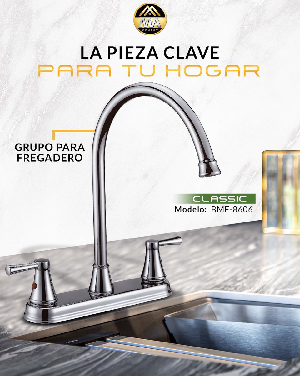 metalesaleados1's tweet photo. La BMF-8606 está fabricada en #Bronce, esto le brinda mayor resistencia al paso del tiempo, además cuenta con un sistema de doble llave, que permite regular el agua fría y caliente con excelente precisión.
Transforma tu #Hogar en un lugar único con esta grifería.
#MAFaucet https://t.co/HaV5Ny9V6O