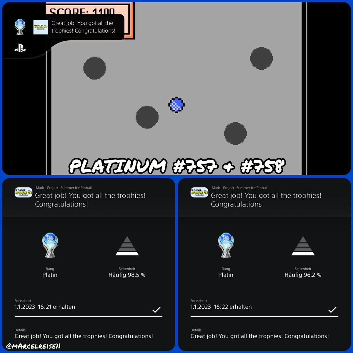 marcelreise11's tweet photo. Since yesterday is #Mark - #ProjectSummerIce #Pinball from @BTGaming_PR available. Reach 1000 points in one game to get the #platinum.
-Time: 1-3 Min.
-2x Platinum: EU/NA #PS4 (1,98€)
https://t.co/16eRRJm3Ov
@SilentGhost86 @PSN_Robert2567 @consolenman @OverhypedG @IBadDriverI https://t.co/HbL5hnrxhm