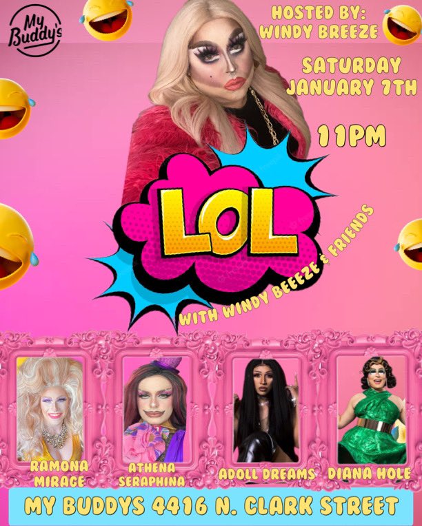 Get your double dose of LOL next weekend on Saturday Jan 7th! That’s right, two shows for you at 9pm &amp; 11pm. Come check us out only at My Buddy’s in Uptown. Grab tickets below:

eventbrite.com/e/416292982517  

See y’all Saturday night 🥰