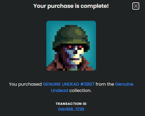 My first buy of the year, #GenuineUndead 

#StayUndead #UndeadArmy 
#NFTs #pixelart