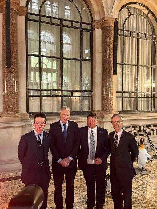 FalklandsRepUK's tweet photo. In December, we held a reception in the @FCDOGovUK to bring the 40th anniversary year to a close and to celebrate our relationship with the UK. Speakers included @markpollardfi, @ZacGoldsmith, and @AWMurrison. #Falklands40th #2022Review https://t.co/Ar923aJvAj