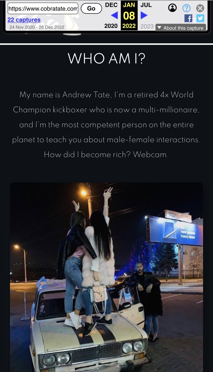 LailaMickelwait's tweet photo. These are screenshots from an archive of Andrew Tate’s website where he describes his own activities.

It should be noted that using coercion to induce a commercial sex act is part of what constitutes sex trafficking according to domestic &amp; international definitions. https://t.co/HDtW5R0D5t