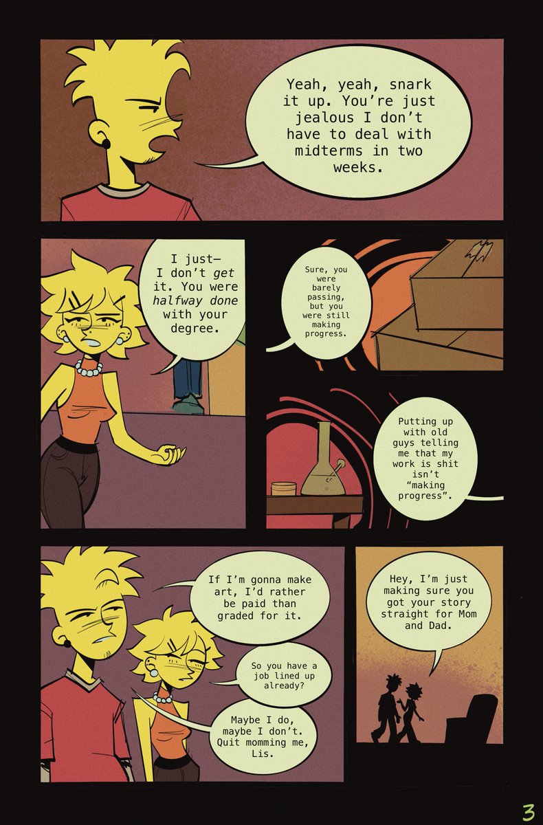 "HOMETOWN": a simpsons comic about being in your early 20s

TRACK 1: bart moves back in 
