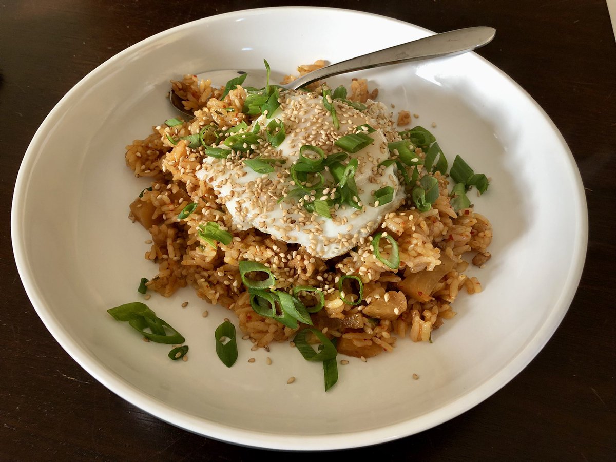 CraigHardt's tweet photo. Using my new cook book today, pretty pleased with how this radish kimchi fried rice turned out https://t.co/CT7duCFrBu