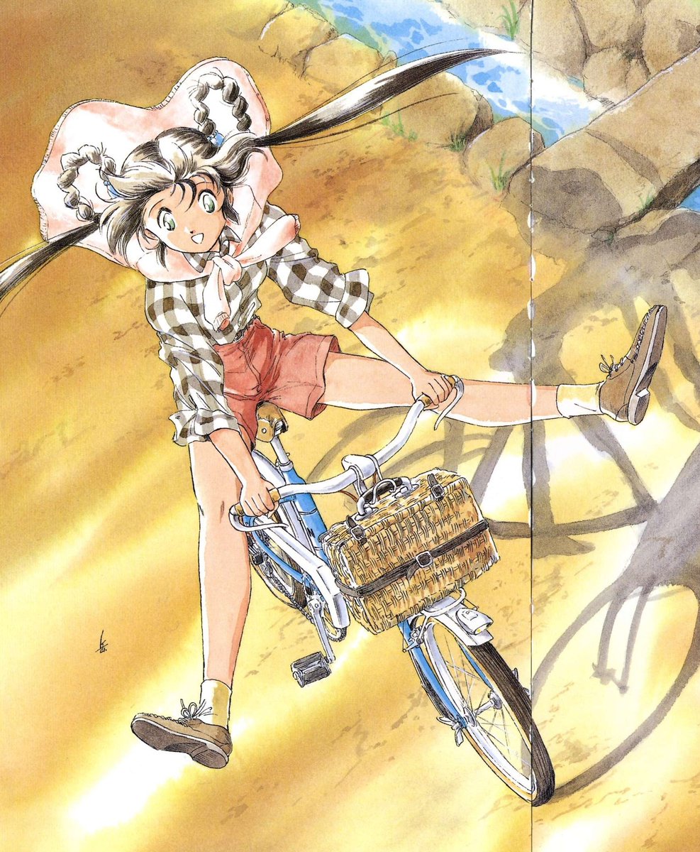 「妖子の自転車は、後のアオバのと同じプジョーNS40ですが、この絵を描いた頃はまだ」|宮尾岳のイラスト