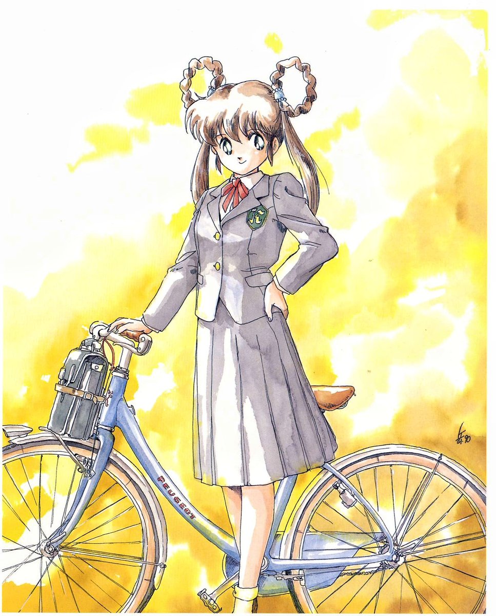 「妖子の自転車は、後のアオバのと同じプジョーNS40ですが、この絵を描いた頃はまだ」|宮尾岳のイラスト