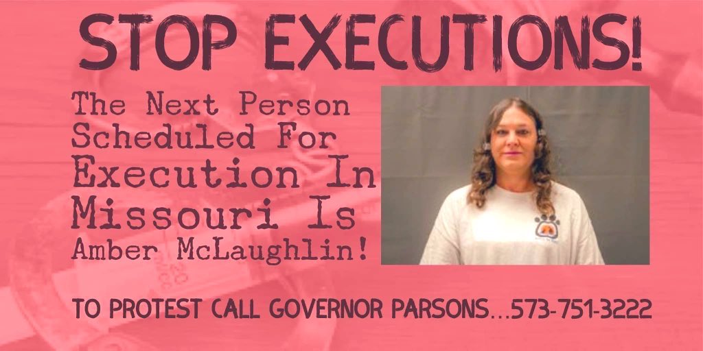 jettica65's tweet photo. In 2 days #AmberMcLaughlin is scheduled to be killed by the state of #Missouri 
Please join us in tweeting &amp; tagging @GovParsonMO 
Let’s ask him to do the right thing! Commute Amber’s sentence!  There is no justice in the #DeathPenalty https://t.co/7pwPnY5h0h