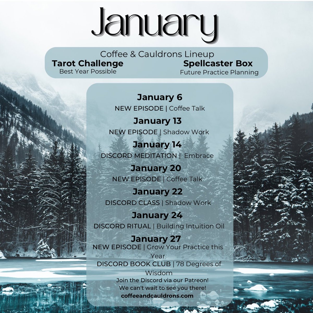 coffeecauldrons's tweet photo. Our very exciting lineup for January! https://t.co/hfXlkhiBKU