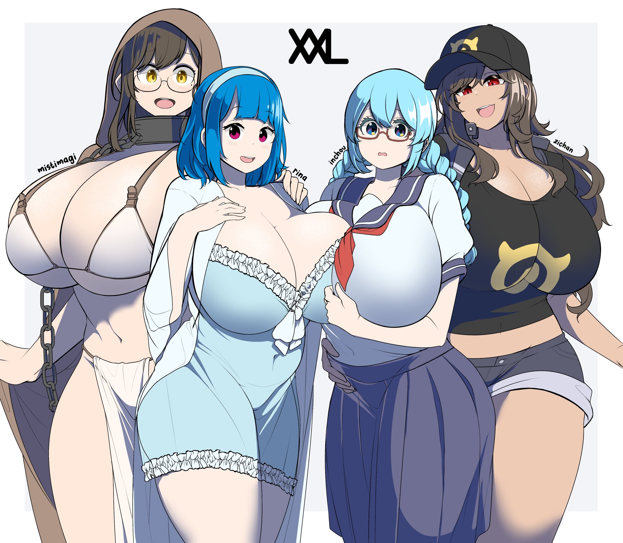 saltnvalk on X: " XXL Ladies @mistimagi 's Mistimagi @erkazooya 's Rina  @MeganeOppai 's Inchou and Zichan, my OC (‾ ) https://t.co/VOuGxbGM