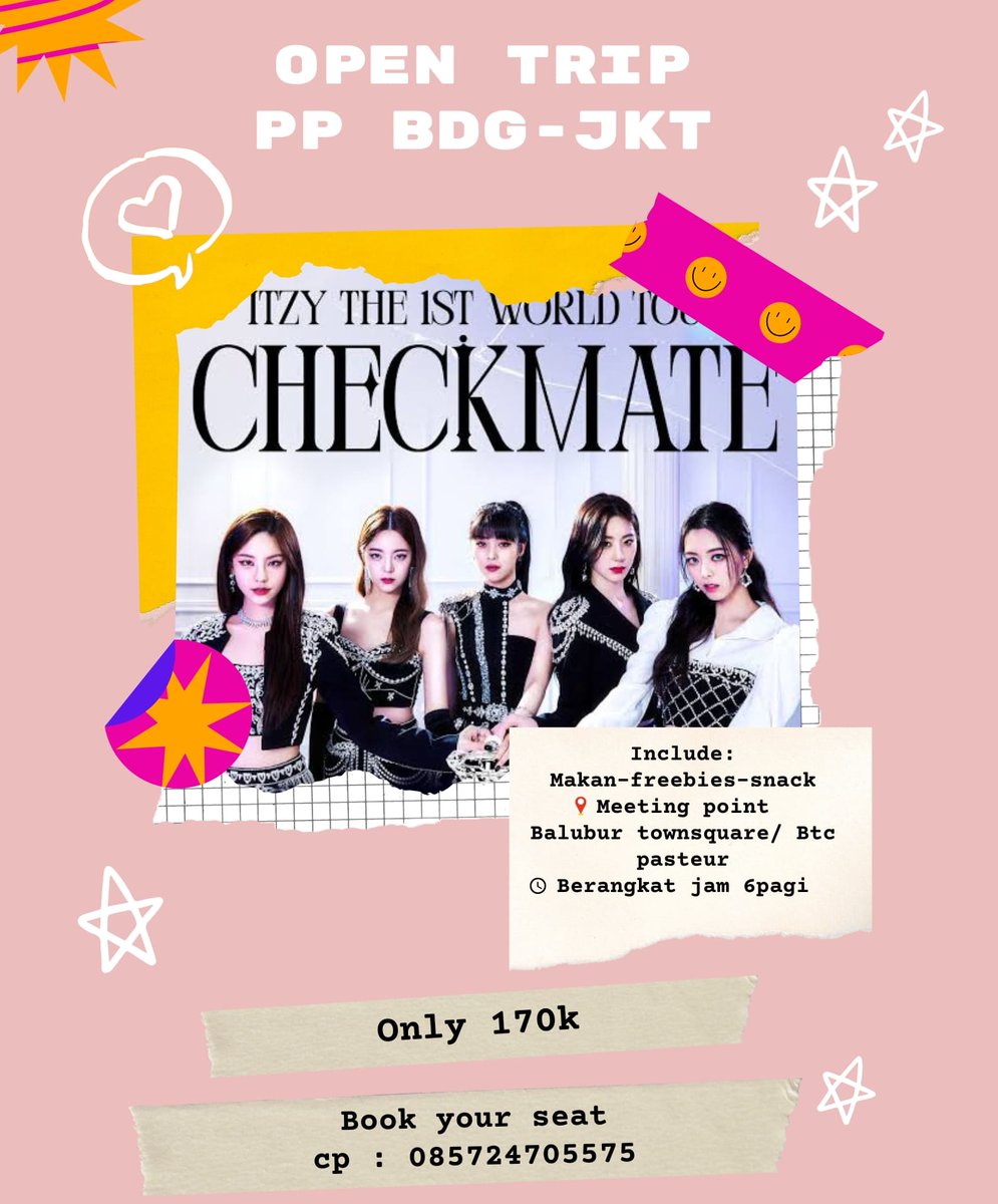funtripkonser's tweet photo. OPEN TRIP KONSER BANDUNG
ITZY 1st WORLDTOUR CHECKMATE
πΈONLY 170K
πPP BANDUNG - JKT
πMEETING POINT BALTOS / BTC PASTEUR
πMAKAN-SNACK-FREEBIES
#tripkonser #tripkonsetbandung #tripkonsermurah #itzy #itzycheckmate https://t.co/mjvHU2EJUZ