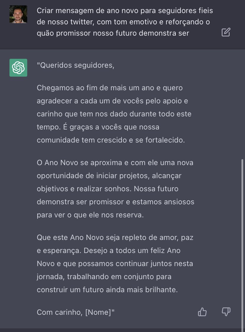 Feliz 2023 a todos nós 🙏🏽🎆 

#ChatGPT #GPT #IA #AI