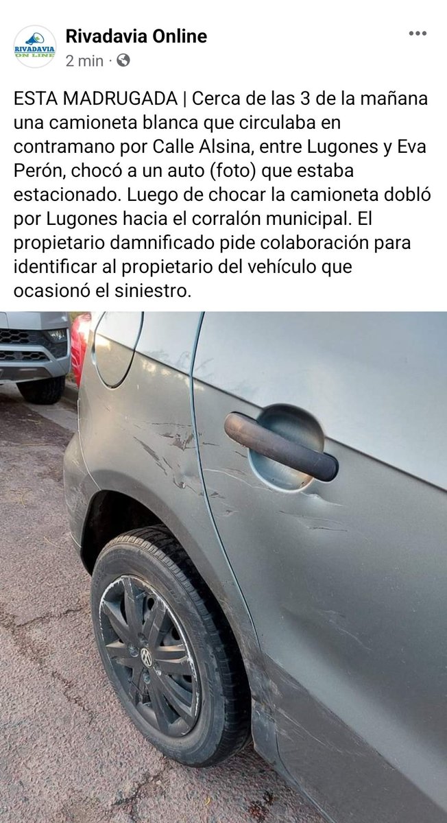 Necesito encontrar quién me chocó el auto por el seguro. Cualquier información se agradece!!!