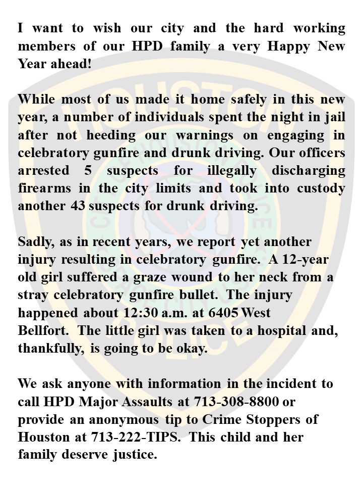 houstonpolice's tweet photo. Statement from Police Chief @TroyFinner: https://t.co/bPqtFgYYbc