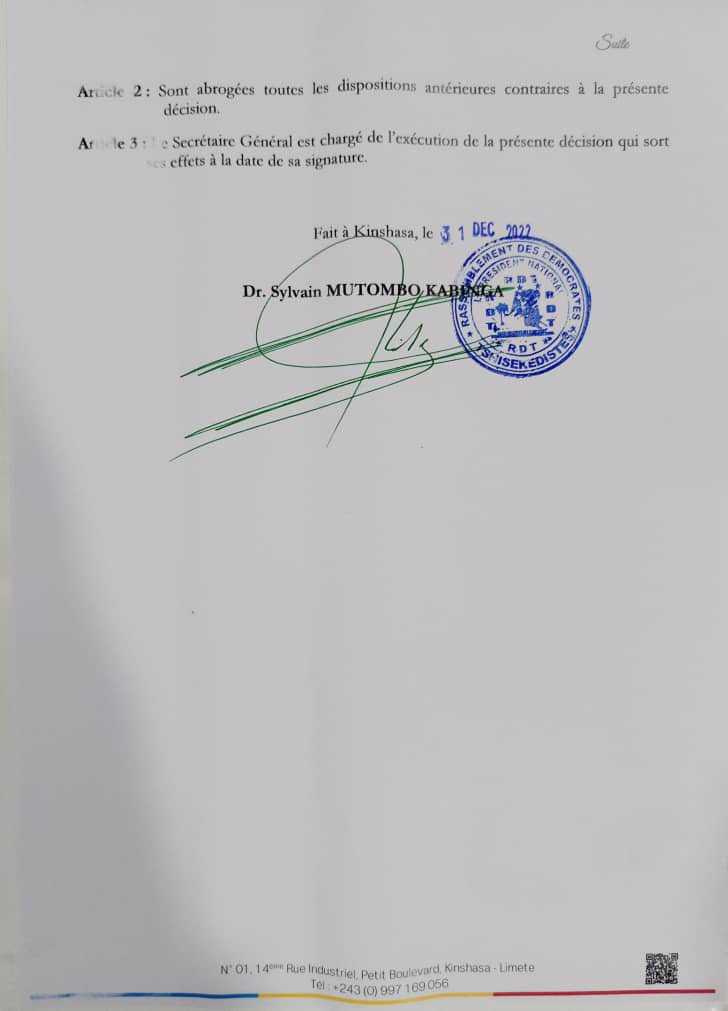 moise_kilolo's tweet photo. Mes sincères remerciements au Président National du @Rdt243 SEM @SylvainMutomb14 pour la confiance mise en ma modeste personne en me nommant Premier Secrétaire Général chargé de la Formation, de l’Ethique, Bonne Gouvernance et de la Gestion Axée sur les résultats du RDT. https://t.co/9Fck3RJlzP