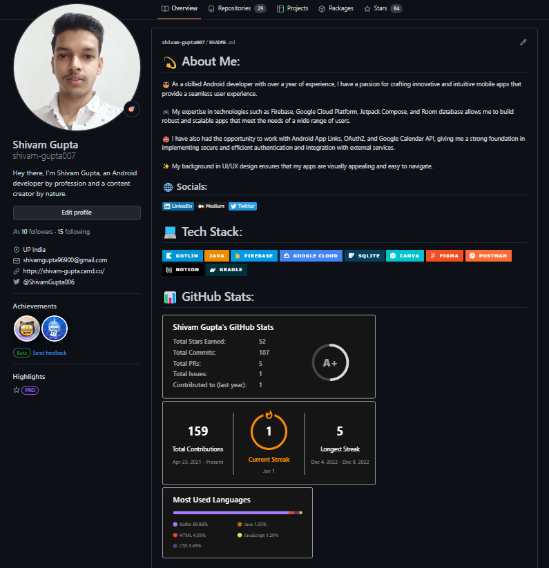 ShivamGupta006's tweet photo. Starting the new year with a new Readme.
I have updated my GitHub profile Readme file.
Check my Readme here: https://t.co/jhStFmPXfn
Generate your own profile Readme from here: https://t.co/HeB41qF0bn
#AndroidDev #githubprofile #newyearnewme #opensource https://t.co/icDMFgjdWD