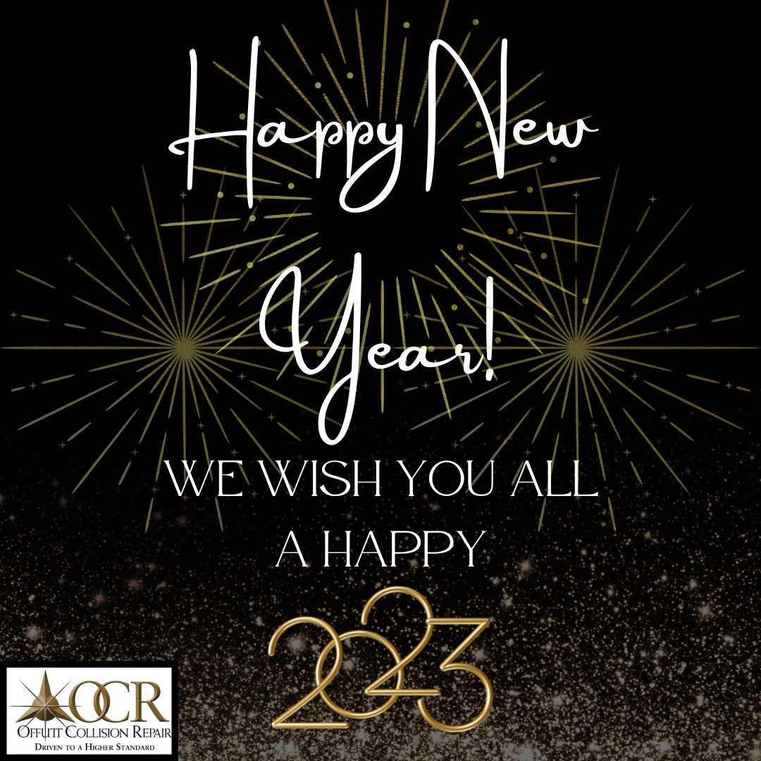Happy New Year! OCR wishes everyone a wonderful and prosperous 2023! 
We will be closed Monday, January 2nd, but will be open and happy to serve you Tuesday, January 3rd.
#HappyNewYear #2023 #YearOfTheRabbit #OCR #OffuttCollisionRepair
