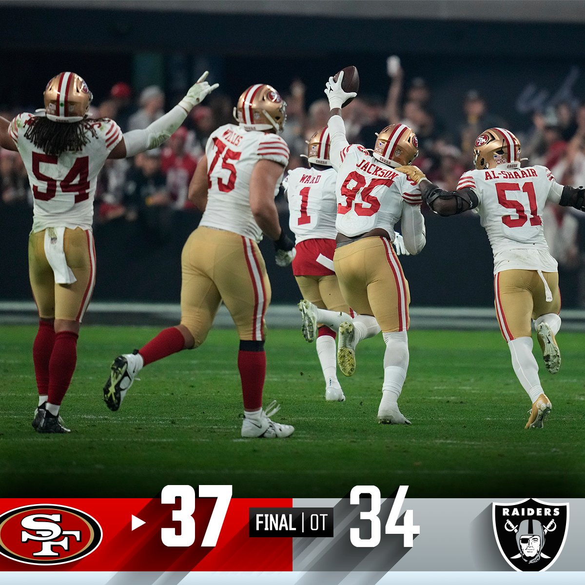 FINAL: @49ers win their 9th straight game! #SFvsLV #FTTB