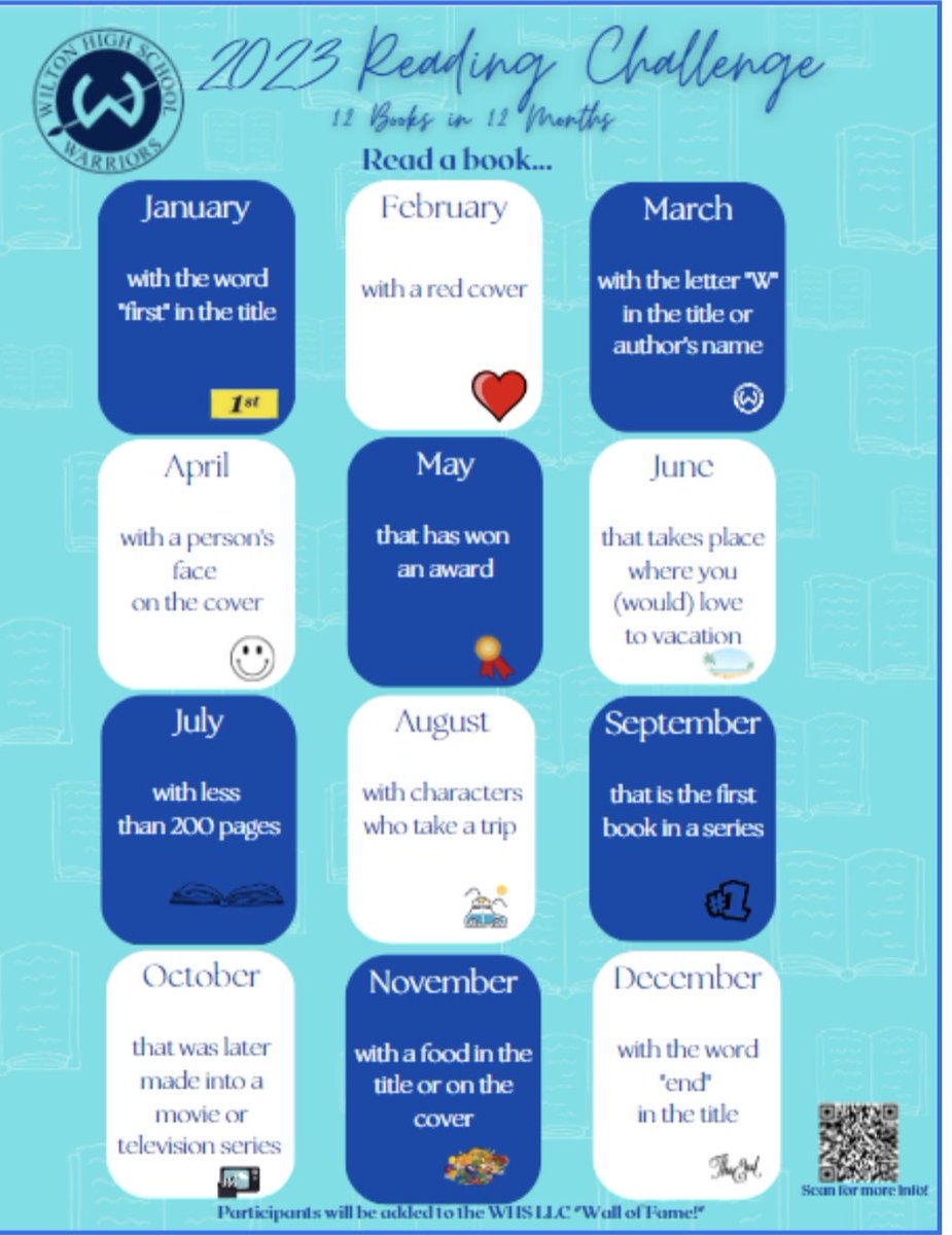 Super excited for our first annual #whsreadingchallenge  @wiltonwarriors Thank you to <a href="/Wilton_HS_LLC/">WiltonHS LLC</a> . Hope you will join us &amp; track your progress here…docs.google.com/document/d/19Q… #wiltonwayct