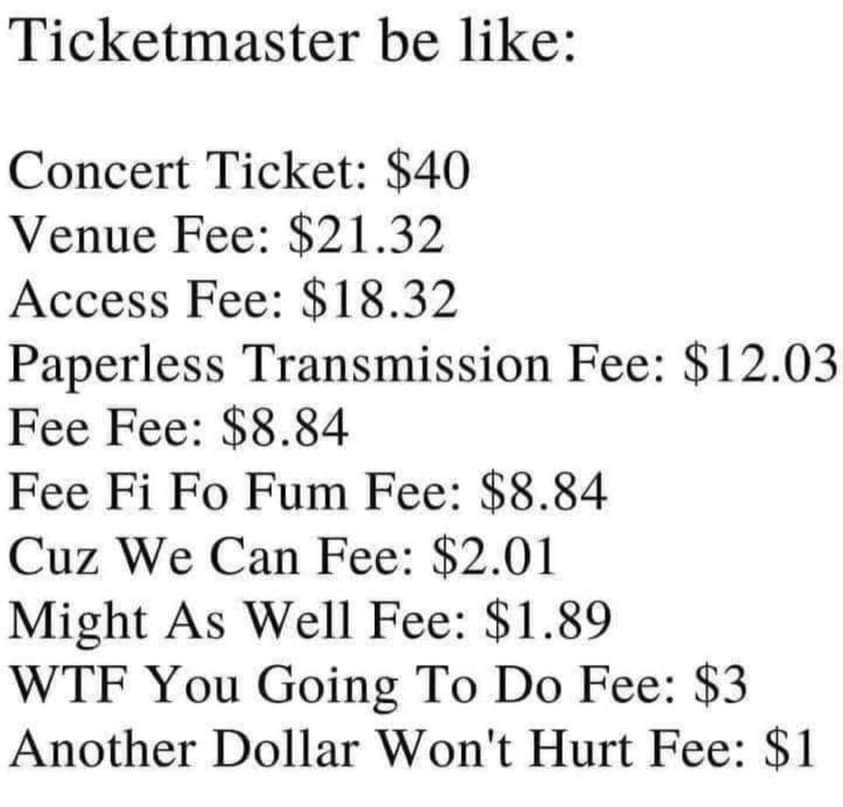 _PhilMcGroin's tweet photo. Maybe @elonmusk needs to buy @Ticketmaster & put a stop to the shenanigans.
#Ticketmaster #SundayMood #StopTicketmaster #BTC https://t.co/QxO07x8xXP