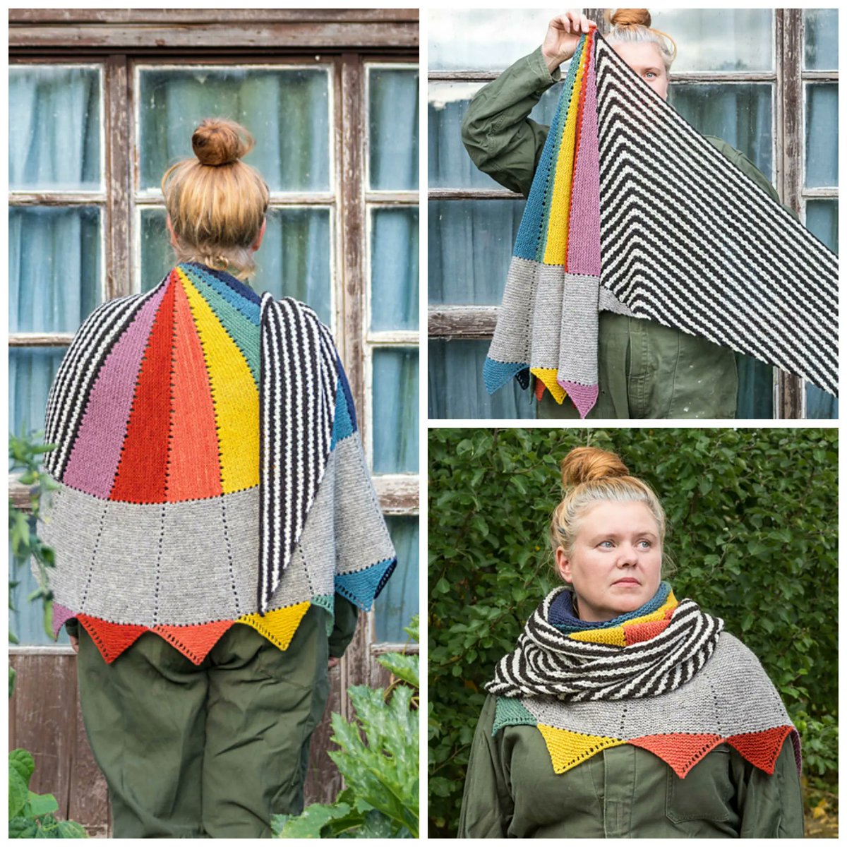 This Colorful Asymmetric Shawl Designed By Anna Maltz Will Turn Heads - It's Simply Marvelous Knitting: 👉 buff.ly/2YY81ei #knitting #handmade