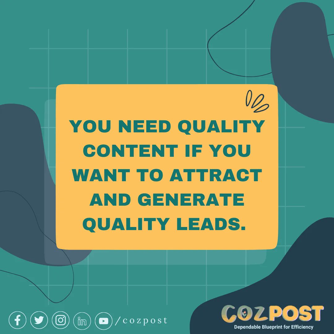 CozPost's tweet photo. You need quality content if you want to attract and generate quality leads. That said-- our methods and experience have stood the test of time. We've built the foundation so you have nothing to fear. ⭐⭐⭐ 

#cozpost #cozpostVA #onlinebusiness #freelance #virtual #freelancer https://t.co/gQe5yQ7odM