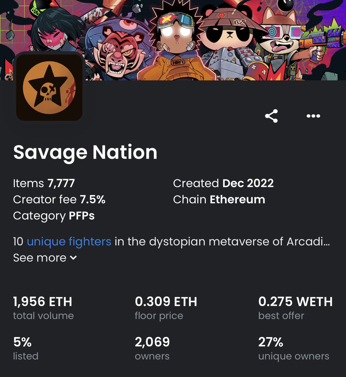 New highs and almost 2k volume before reveal…that’s pretty savage 🤯<a href="/savagenationnft/">Savage Nation</a>