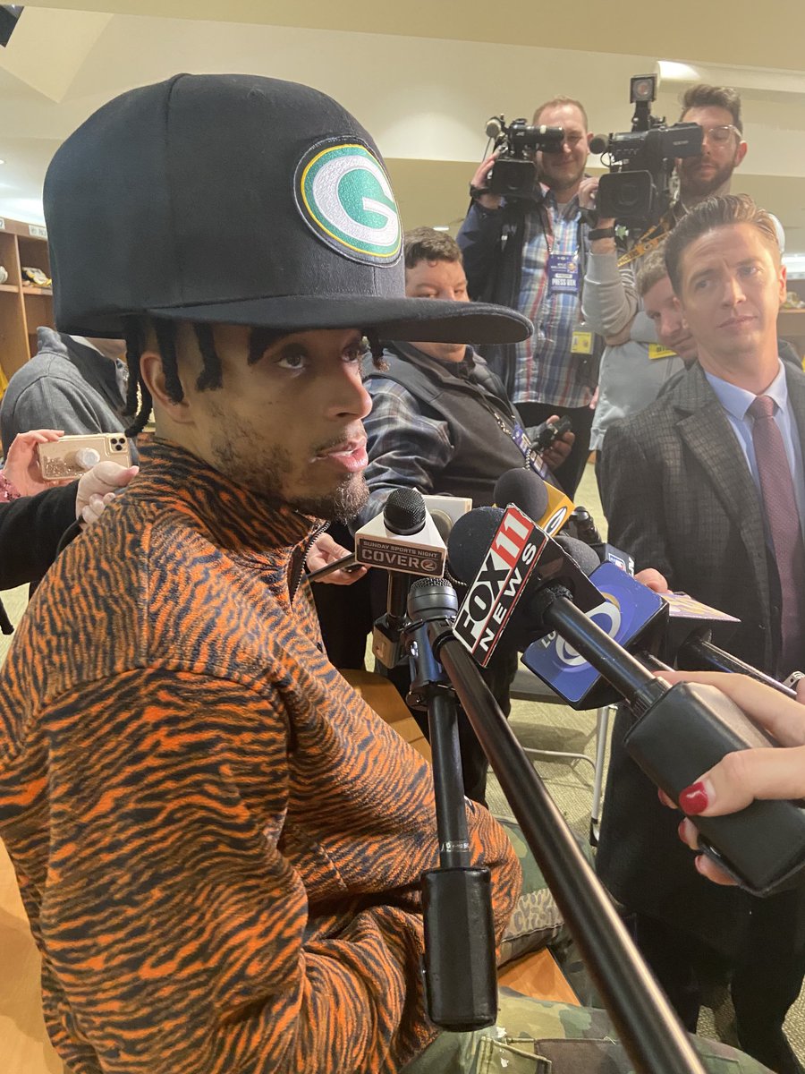 Not a photoshop: Jaire Alexander wearing a gigantic #Packers hat in the locker room. Elgton Jenkins gifted it to him. Asked Alexander how much he wanted to match Justin Jefferson today.

“As bad as I wanted it Week 1,” he said.
