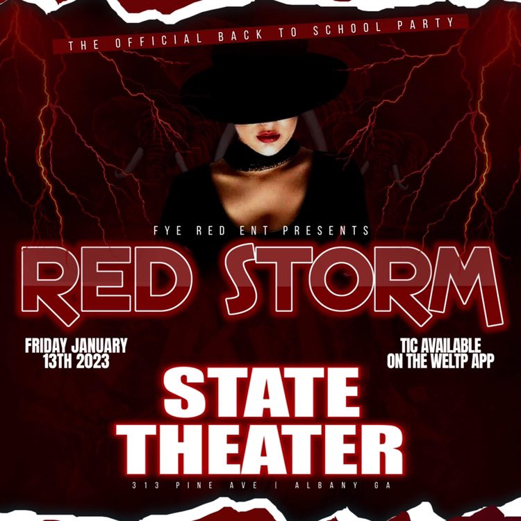 #BackToSchoolParty

🚨🐘 RED STORM 🪳🚨🐘

~~~ FRIDAY Jan 13th 2k23 ~~~

🎭🏚 @ STATE THEATRE 🎭 🏚

Greeks Free til 11 💜🖤💙❤️💕

Tickets available on #Weltp 👇🏾

weltp.com/event/Red

#Asu <a href="/djtrayradio/">DJ Tray</a> <a href="/ToneThaDream/">Toney Tone🍃</a>