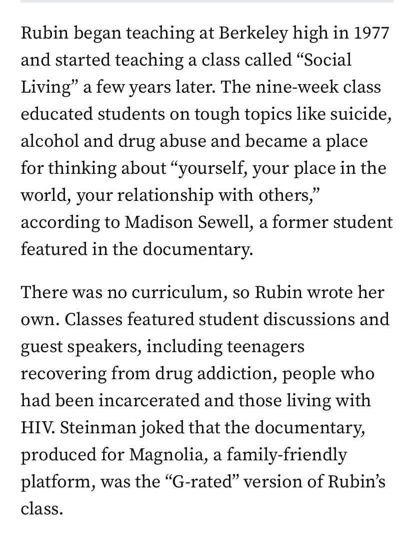 This Berkeley teacher basically created a health class from scratch in the ‘70s, and now is featured in an HBO documentary and this great <a href="/allymarkovich/">Ally Markovich</a> story: berkeleyside.org/2023/01/01/nan…