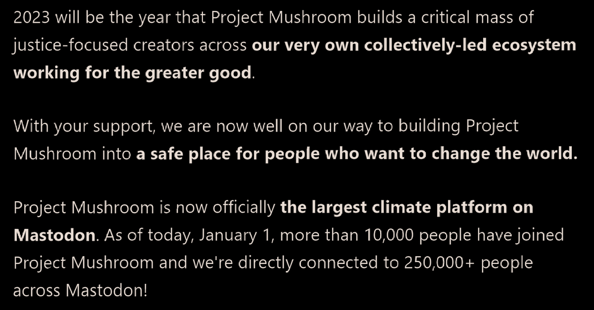 ScienceNotDogma's tweet photo. #ProjectMushroom, a community-run space for #ClimateJustice and #ClimateAction, is live!
Please, join us there!😊📲👍
Step 1: Sign up:
https://t.co/4T6RZEQmsZ
Step 2: Find your friends who've already joined: https://t.co/4OEkRN9zrE
Step 3: Reclaim power from #billionaires.🍄 https://t.co/4kBYANVagB
