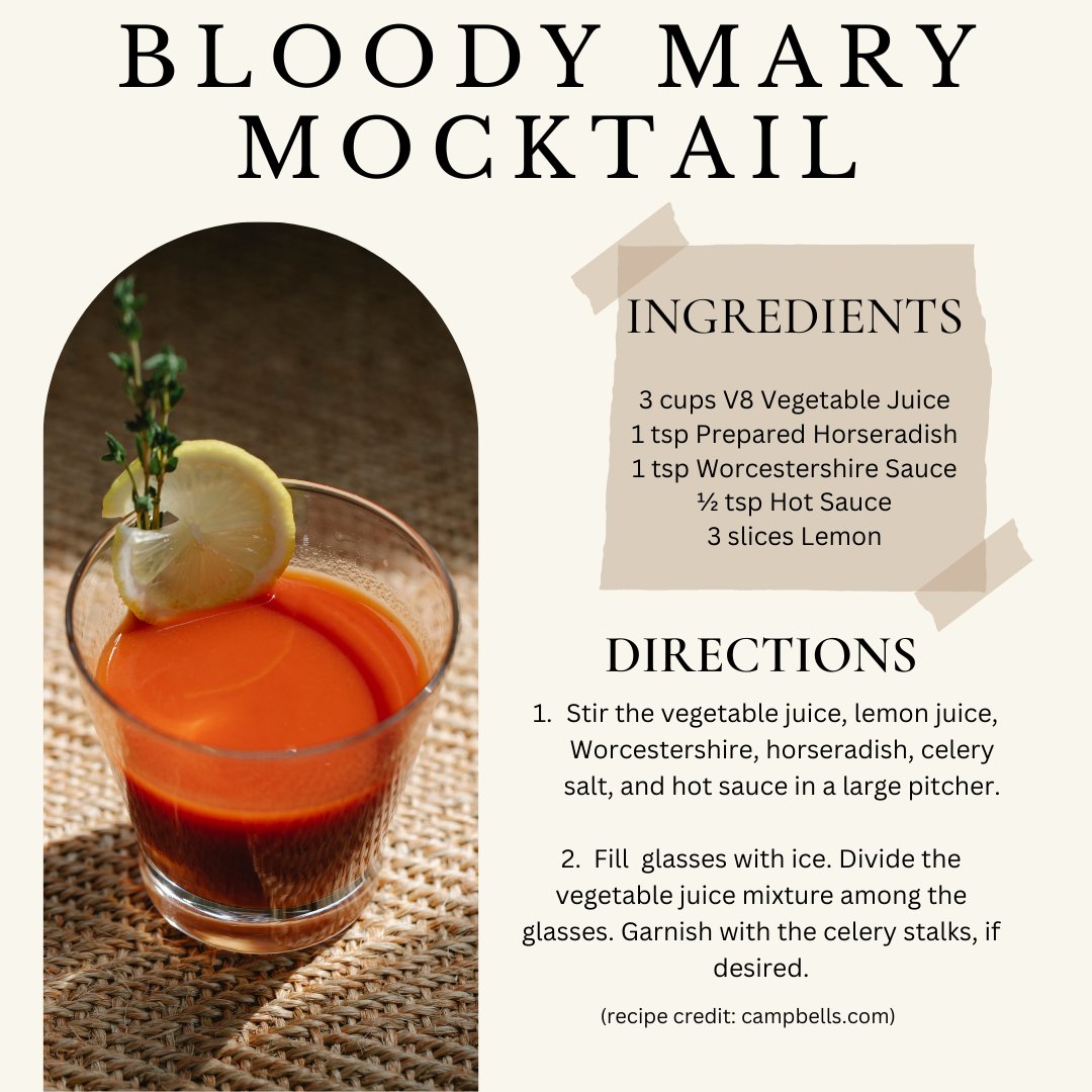 It's National Bloody Mary day, Bobcats! We're here to give yOU a delicious bloody mary mocktail recipe to celebrate the occasion. 

Simply mix together all the ingredients, pour over ice, and garnish as you'd like!

#bobcats #ohiouniversity #nationalbloodymaryday #mocktail