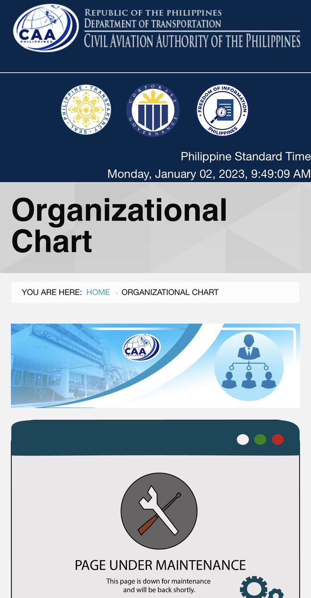 Even CAAP’s OrgChart is ‘under maintenance’. Why am I not surprised?