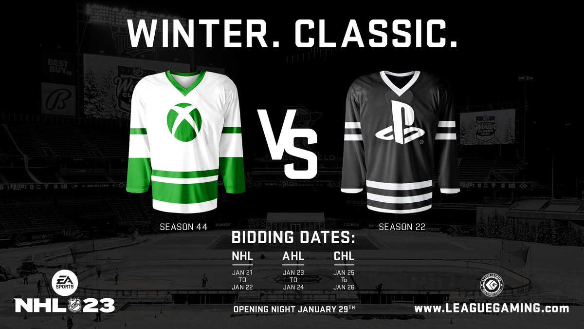 leaguegaming's tweet image. 🎮 - Xbox Series X|S &amp;amp; PS5
🌎 - North America
💵 - Bidding starts Jan 21st
🗓️ - Puck drop for winter season Jan 29th

🖋️ - Signup today! &amp;gt;&amp;gt; bit.ly/3IgXpP9