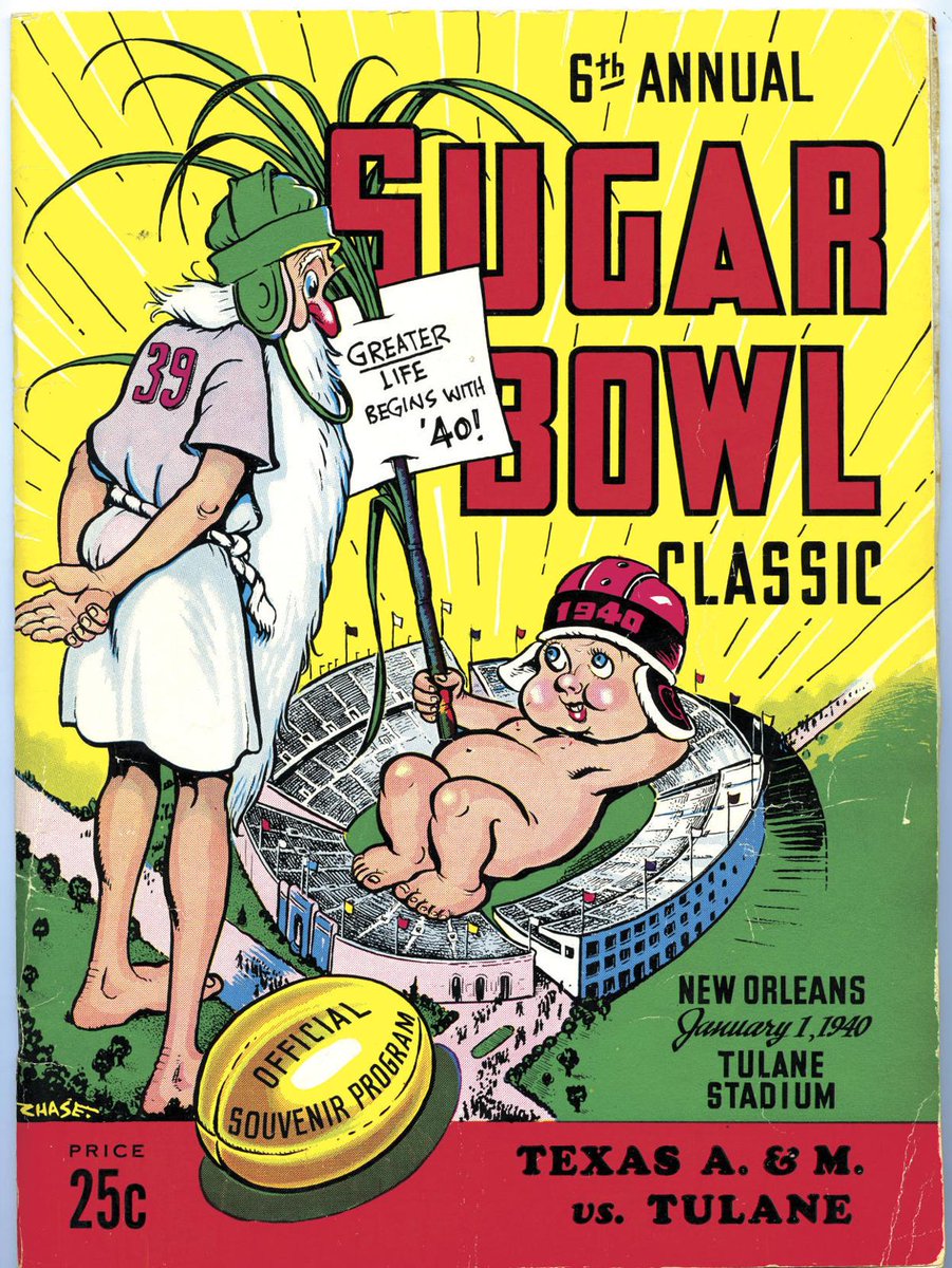 🏈 Jan. 1, 1940: John Kimbrough scores 2 TDs as national champion Texas A&amp;M beats Tulane, 14-13, in its first Sugar Bowl game to finish 11-0. 👍 #GigEm 
📼 Video: youtu.be/MPA0tJWP5Tc
📰 Story / box: cutt.ly/hjuXUhc