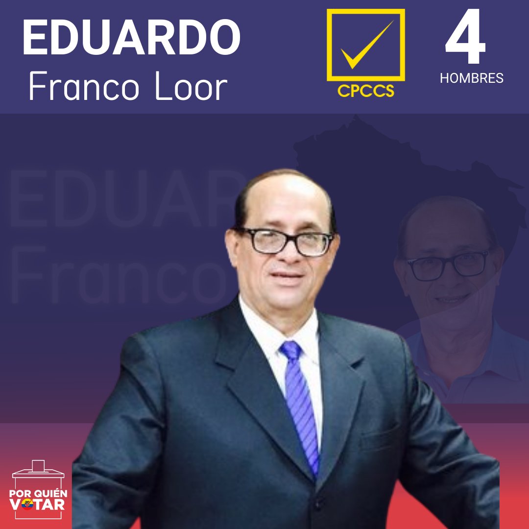 RRueda_Ermel's tweet photo. 🆘️FRANCO, DE FRENTE, POR UN CPCCS, INDEPENDIENTE🆘️🆘️
#Apoye
El oponente más #digno, a este gobierno hampón, es el Doctor #EduardoFranco, candidato al #CPCCS, un verdadero varón.
Nunca de rodillas ante #Lasso, atracante de la política. Erguido, luchando por una causa justa. https://t.co/3tgjvILSIt