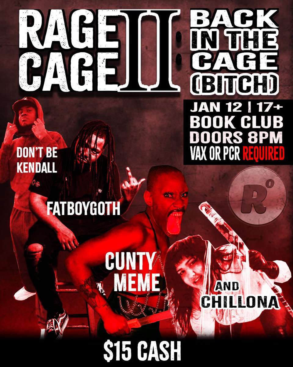 realonesshow's tweet image. OUR FIRST SHOW OF 2023:

RAGE CAGE II- BACK IN THE CAGE (B!TCH)
@FatBoyGoth @mutantpisces @dontbekendall @cuntymeme