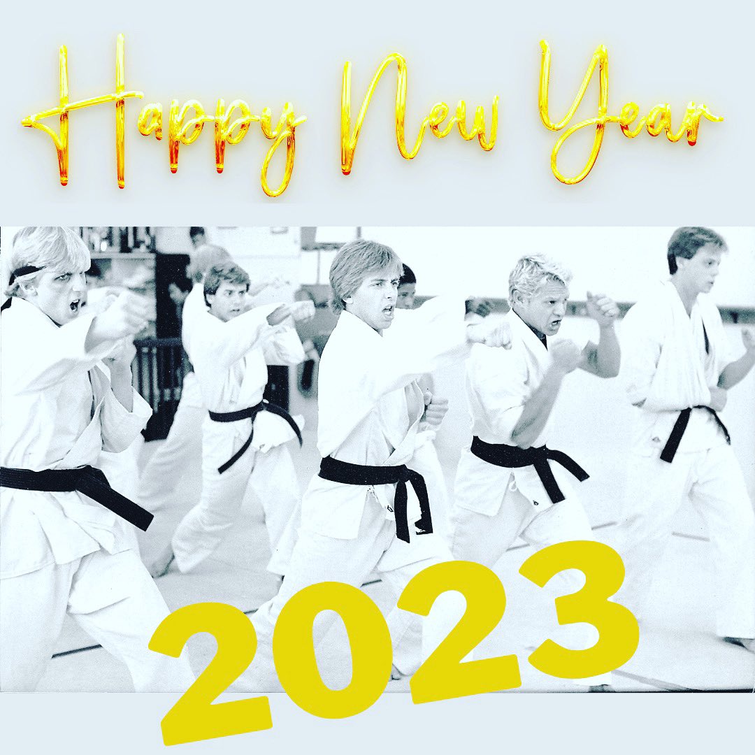 Happy new year from the OGs.  <a href="/WilliamZabka/">William Zabka</a> <a href="/thetonyodell/">Tony O'Dell</a> Keep striking hard! 👊🐍 

#cobrakai #karatekid #newyear2023