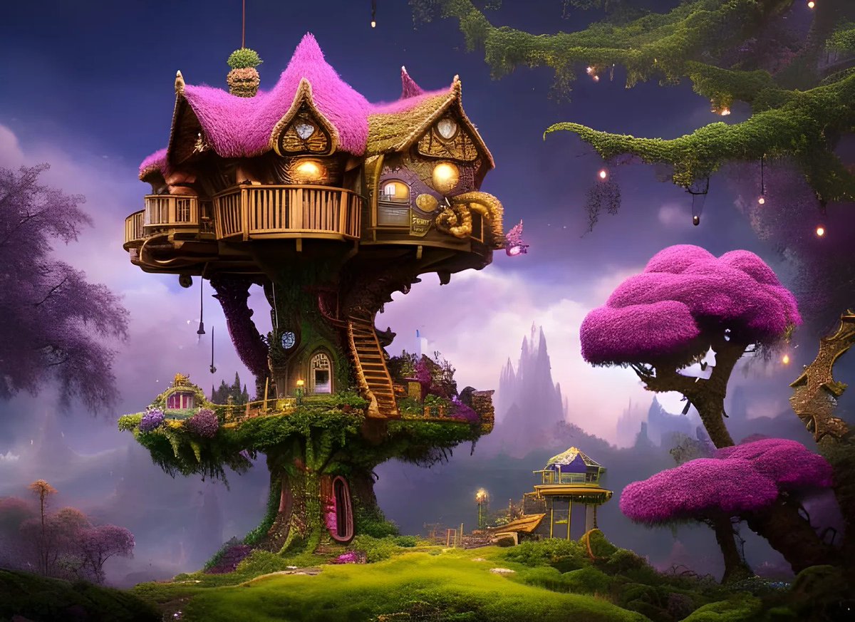 wildsmusic's tweet photo. Enchanted Forest Treehouse TH 1.8 - made with NightCafe Creator  https://t.co/APSZKoqHd3 #NFTCommunity #NFTdrops #generativeart #aiart #nightcafe #digitalart #vqganclip #nft #nftart #nfts #nftcollector #nftartist #Web3 via @NightcafeStudio https://t.co/ut54zfp2bR