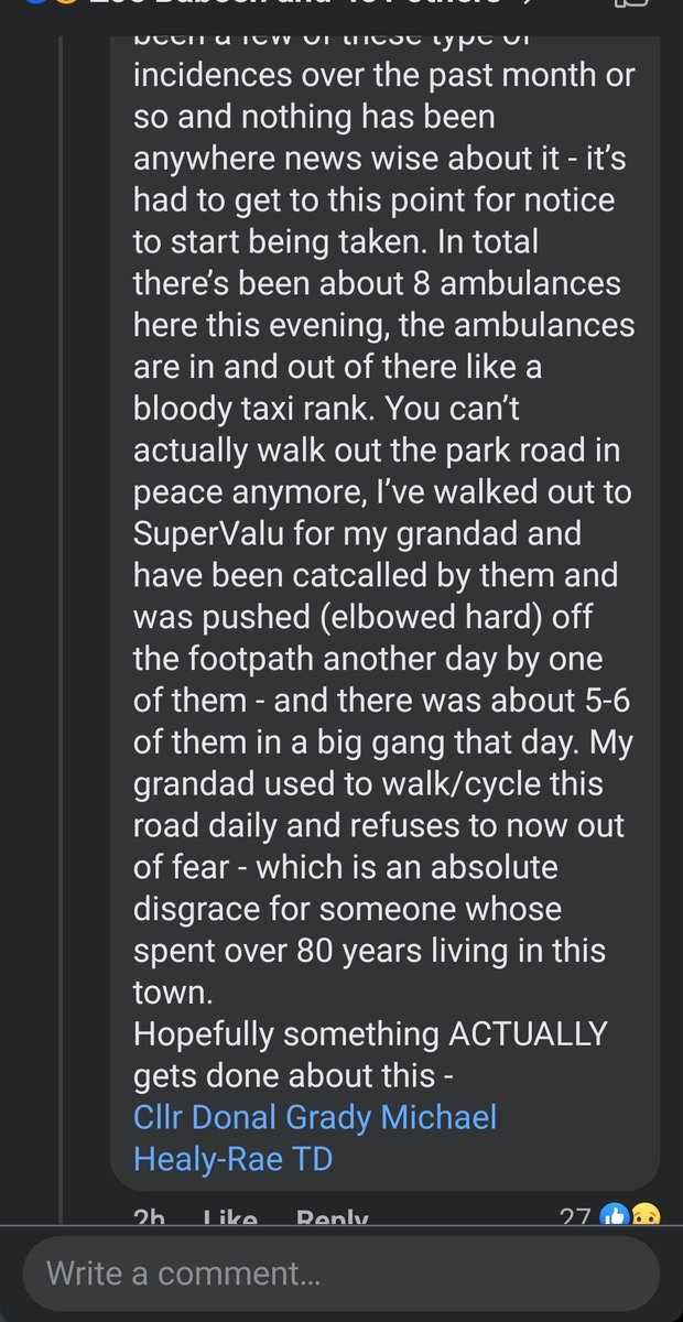 This is so sad. Imagine spending your whole life in #killarney and now being too scared to walk or cycle into your own town. Day time, night time, it doesn't matter.