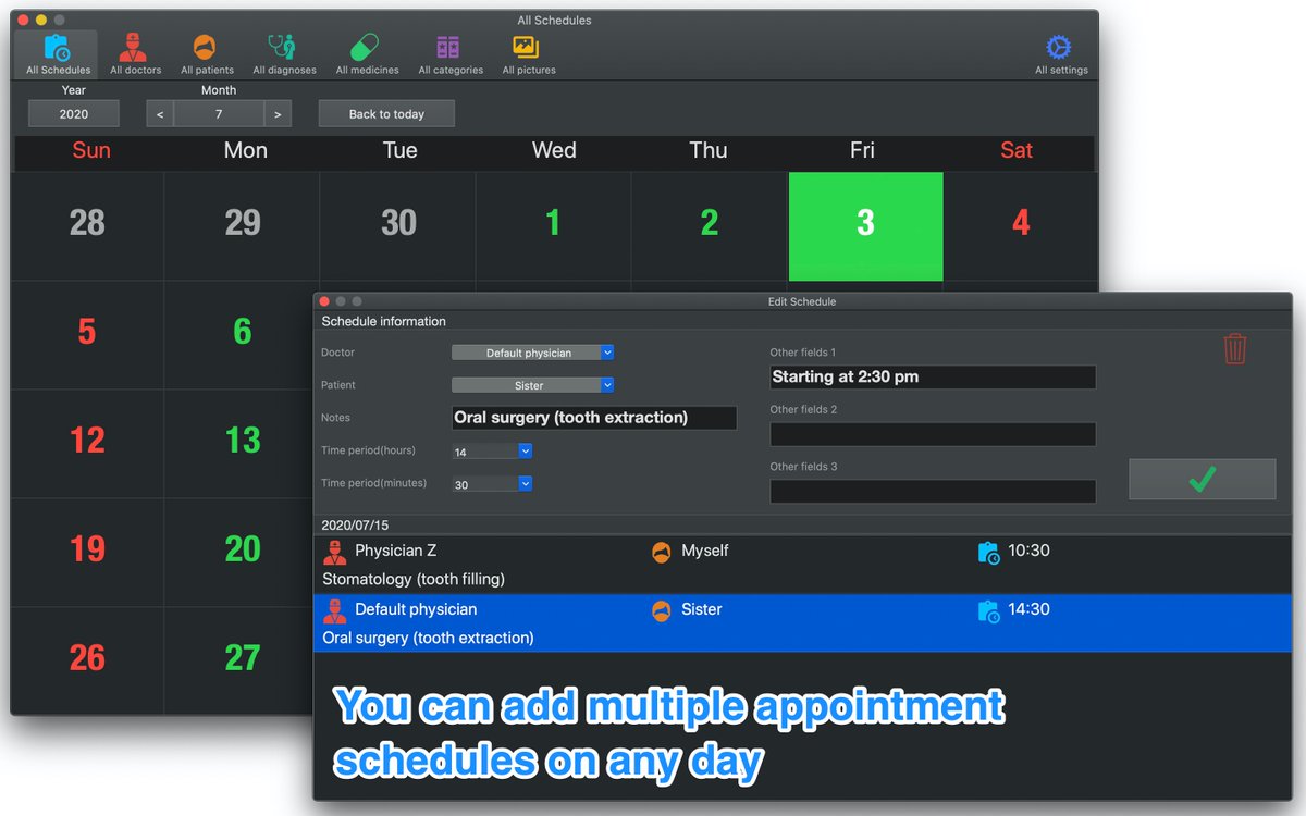 EternalLabsApps's tweet photo. My Medical Clinic Software APP is a scheduling software for medical clinics and doctors to schedule.
It is also an ideal substitute for unreliable paper records or other recording methods. #Clinic #Medical

Mac App Store Preview:
https://t.co/OyQWbXLQCJ https://t.co/u5iyDpec52