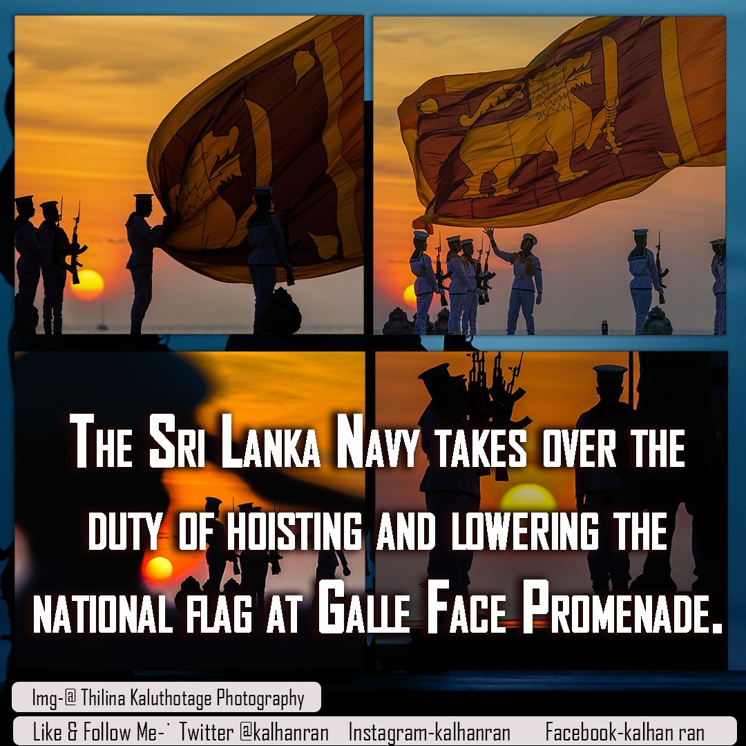 The Sri Lanka Navy takes over the duty of hoisting and lowering the national flag at Galle Face Promenade.
#LKA #SriLanka #SriLankaNavy #GalleFace 
facebook.com/ThilinaKWP